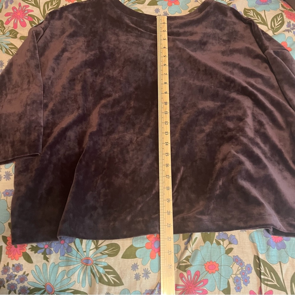 J Jill pure Jill  Velvety velour Top Rich Purple soft dropped shoulder size XL - Picture 5 of 7